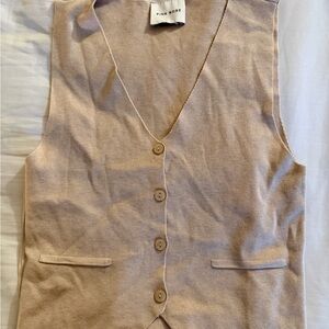 Pink Rose Beige Knit Button Front Vest
